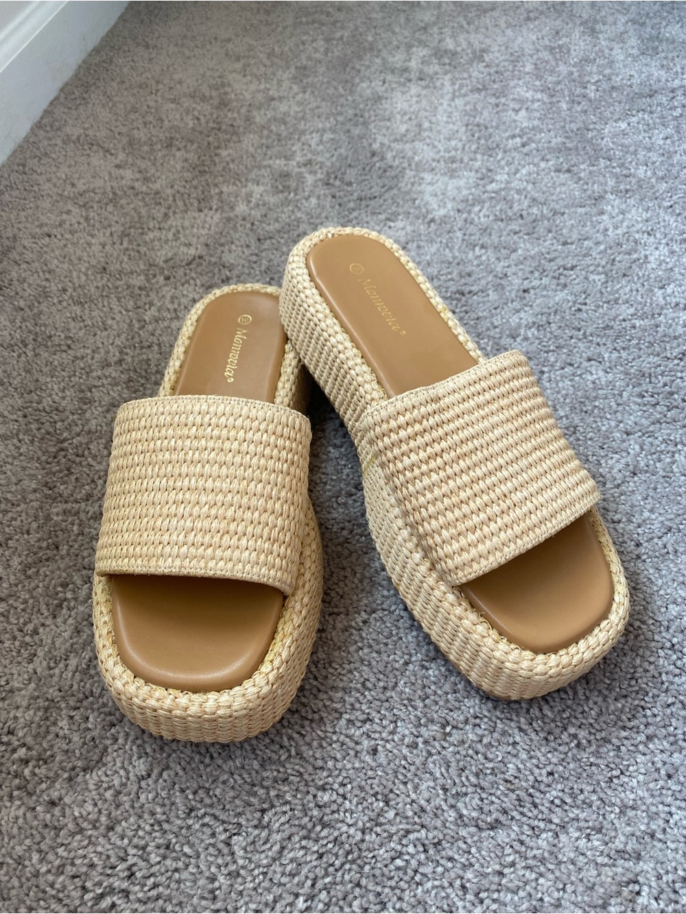 Monamoi Woven Platform Slide Sandals – Natural Beige – Size 10 – NWOT